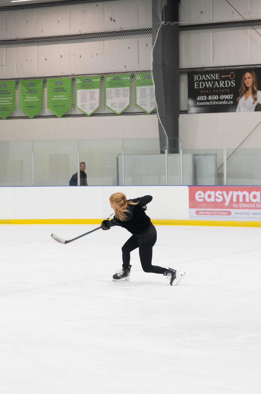 Stacy Allen following through on a shot at open ice